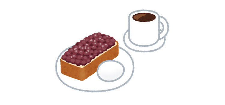 小豆パンにゆで卵の絵